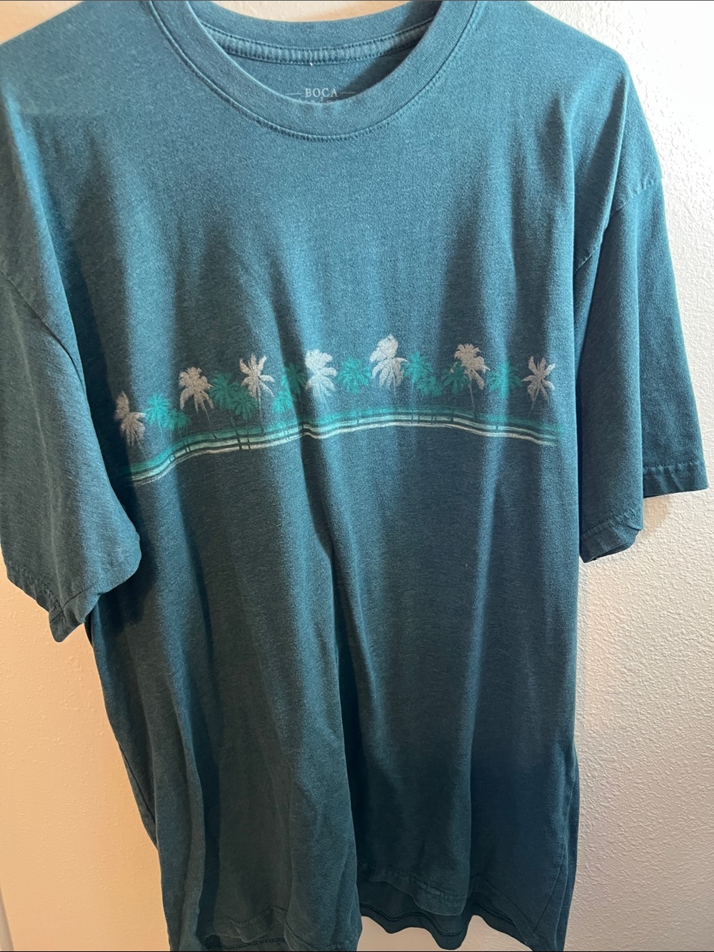 Teal Short-Sleeve Palm-Stripe Tee